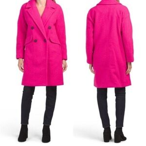 BCBG Boucle Walker Coat (Overcoat) FUSCHIA Size Small